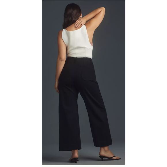 MAEVE by Anthropologie The Colette Ponte Crop Wide-Leg Black Pants - Picture 3 of 9